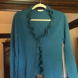 Garnet Hill cashmere sweater teal, sz S, Small